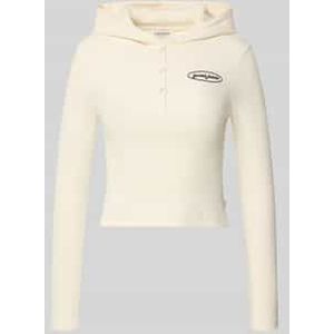 Slim fit shirt met lange mouwen, capuchon en labelstitching