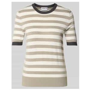 Gebreid shirt van viscosemix met streepmotief