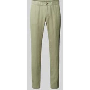 Regular fit linnen broek met elastische band