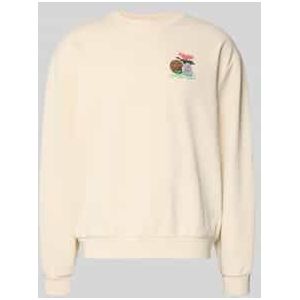 Sweatshirt met labelprint en ronde hals