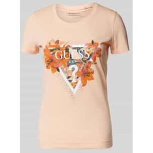T-shirt met label- en motiefprint, model 'TROPICAL TRIANGLE'