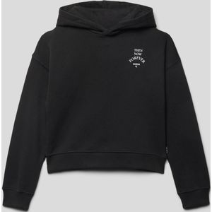 Korte hoodie met labelprint, model 'CLEAN'
