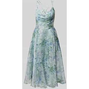 Cocktailjurk met cascadehals en gekruiste bandjes