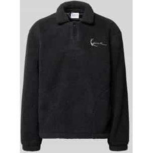 Fleecepullover met platte kraag en knoopsluiting