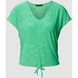 T-shirt met broderie anglaise, model 'CAMIL CAP'