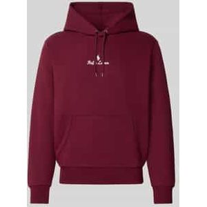 Hoodie met labelstitching en kangoeroezak