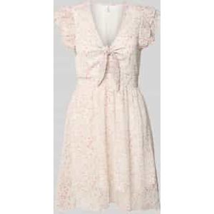 Getailleerd chiffon jurk met abstract motief, model 'ASTA LIFE'