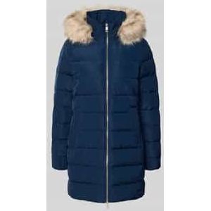 TOMMY HILFIGER - Wintermantel - Blauw - Gewatteerde Jas - Capuchon met Nepbont Kraag