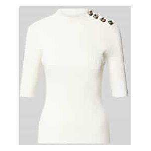 Gebreid shirt met sierknopen en 1/2-mouwen