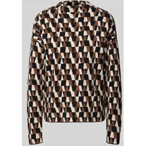 Oversized gebreide pullover met geribde opstaande kraag