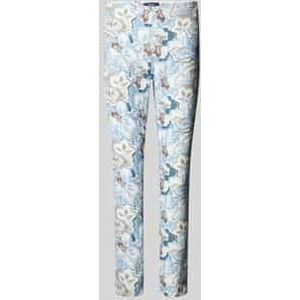 Slim fit stoffen broek met gebloemd all-over motief, model 'ZENE14'