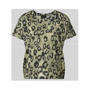 Regular fit T-shirt van viscosemix met all-over dierenprint
