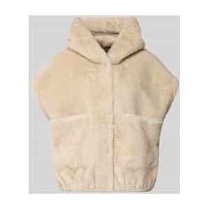 Regular fit gilet van imitatiebont met capuchon