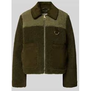 Regular fit fleecejack met corduroy kraag, model 'MALENA'