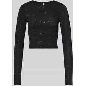 Kort shirt met lange mouwen en labeldetail