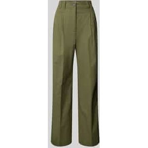 Marc O'Polo - Bandplooibroek - Effen - Katoenmix - Wide Leg - Mid Rise