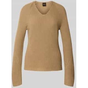 Gebreide Trui - Rust/Copper - 100% Katoen - V-hals met Lange Mouwen