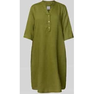 Knielange linnen jurk met tuniekkraag