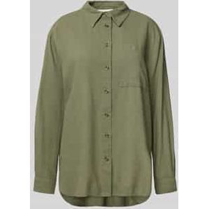 Relaxed fit linnen blouse met borstzak, model 'Lava'