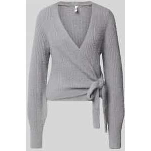 Regular fit gebreid jack met ribmotief, model 'AMANDA'