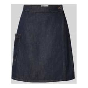 Uitlopende jeansrok van een mix van katoen en linnen