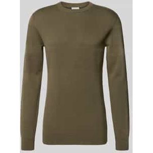 LINDBERGH - Gebreide Trui - Army - Met Structuur