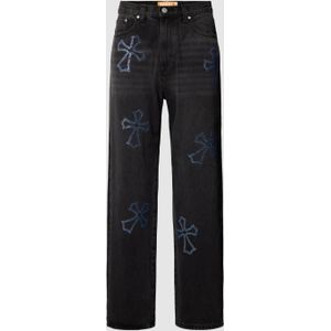 Baggy fit jeans met motief van strass-steentjes