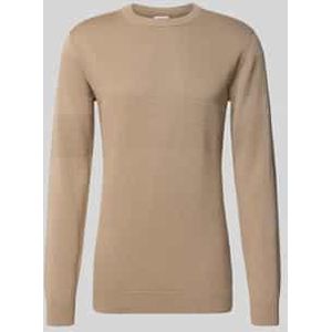 Gebreide Trui - Zand - Lange Mouwen - Platgebreide Kraag