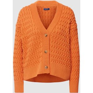 Gebreide cardigan met kabelpatroon en V-hals