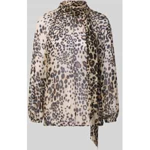 Marc Cain - Blouseshirt - Camel / Chocoladebruin / Zwart - Dierenprint