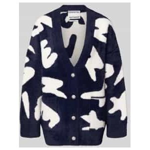 Comfort fit gebreid jack met all-over motief, model 'JARDEN'