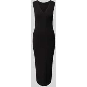 Gebreide jurk met V-hals