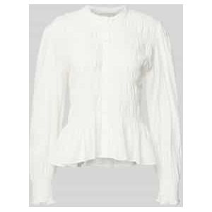 Slim fit overhemdblouse met ballonmouwen, model 'Mocca'