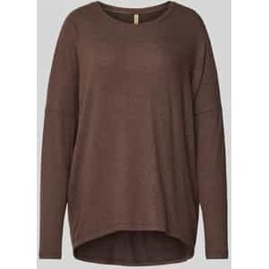 Sweatshirt met geribde ronde hals, model 'Biara'