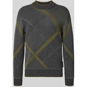 Marc O'Polo - Gebreide Pullover - Regular Fit - Hoge Ronde Hals - All-over Motief