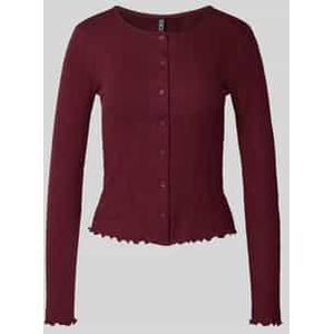 Slim fit gebreid jack van puur katoen, model 'MARIE'