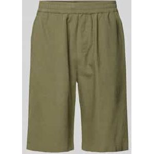 Regular fit korte linnen broek met elastische band, model 'enoch'