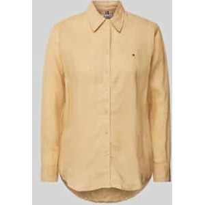 Linnen overhemdblouse met logostitching