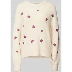 Gebreide pullover met ronde hals, model 'FLEUR'