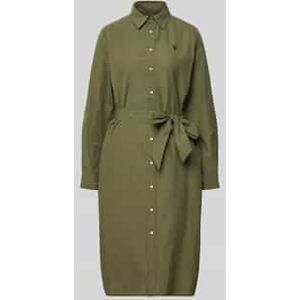 Midi-jurk van een mix van katoen en linnen