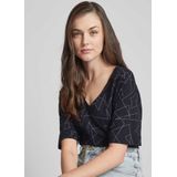 Esprit - T-shirt - Wit - Puur Katoen - Regular Fit - Grafisch Patroon - V-hals