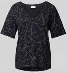Esprit - T-shirt - Wit - Puur Katoen - Regular Fit - Grafisch Patroon - V-hals