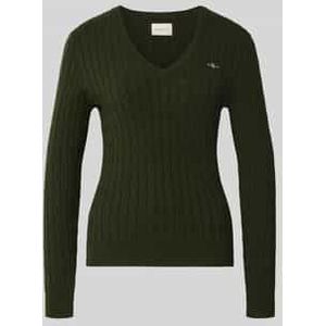 Gant - Gebreide Pullover - V-hals - Dames - Katoenmix met Stretchgehalte