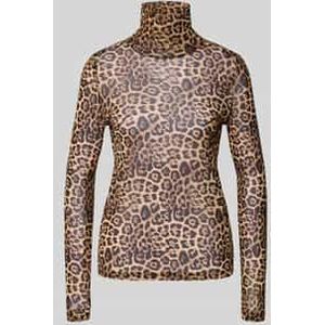 Shirt met lange mouwen van mesh met opstaande kraag, model 'Orie'