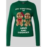 Regular fit kersttrui met opschrift, model 'XMAS GINGERBREAD'