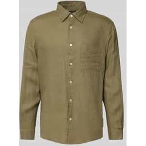 Regular fit linnen overhemd met opgestikte borstzak