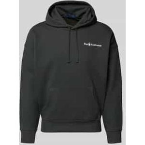 Relaxed fit hoodie met labelstitching en kangoeroezak