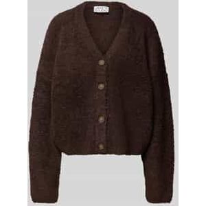 Gebreid jack in bouclélook met V-hals