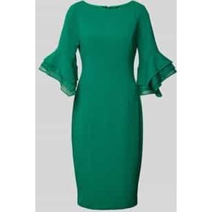 Knielange cocktailjurk met ronde hals