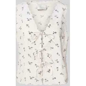 Slim fit blousetop met gehaakt kant, model 'Bibi'